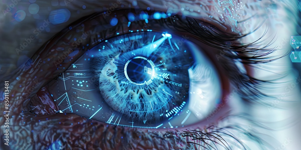 Aufkleber Biometrics refers to the measurement and analysis of unique physical or behavioral characteristics to verify and authenticate the identity of individuals