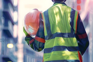 construction worker with helmet,construction worker holding his helmet