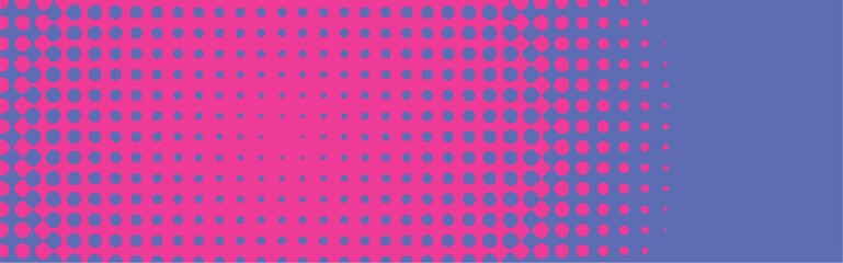 Bright polka dot pop art halftone pattern. Wide vector illustration
