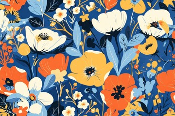 Blooms Abstract and Contemporary Seamless Pattern
