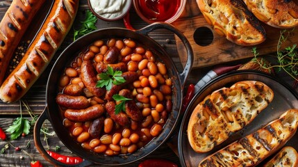 North Macedonian national dish Tavce Gravce baked beans paprika sausage bread