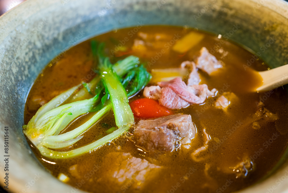 Canvas Prints taiwanese famous food with sliced red braised beef noodles