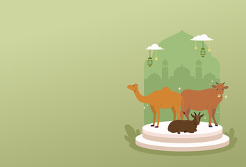 Flat design of Eid Al-Adha Mubarak backgrund illustration
