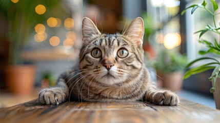 A Table In The Living Room With A Cat, Adding Charm To The Home