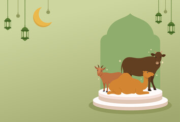 Flat design of Eid Al-Adha Mubarak backgrund illustration