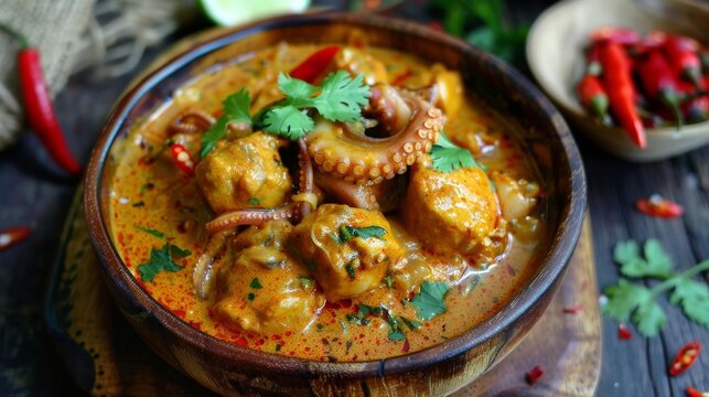 Seychellois national dish Kari Koko Zourit octopus curry coconut milk spices