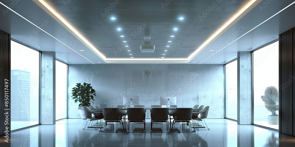 Poster soft lighting and minimalist decor create a professional and conducive environment for productive di