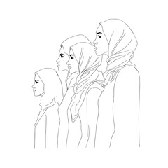Vector illustration of different women with different nationalities. for women's rights, women's day. Isolated on a white background, color, line art