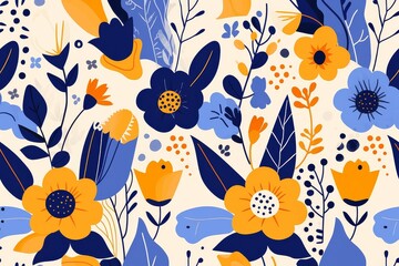 Blooms Abstract and Contemporary Seamless Pattern