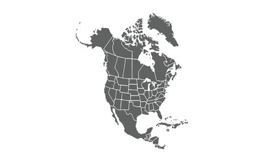 North and south america isolated on white background. for website layouts, background, education, precise, customizable, Travel worldwide, map silhouette backdrop, earth geography, political, reports.