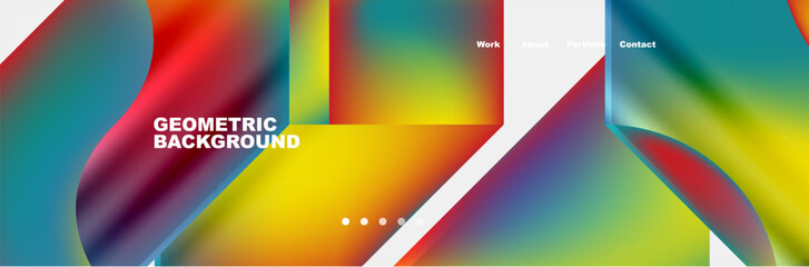 Obraz premium Abstract geometric shapes web design page. Vector Illustration For Wallpaper, Banner, Background, Card, Book Illustration, landing page