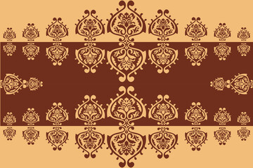  Vintage Floral Damask Seamless Pattern in Brown.Traditional ethnic,thai pattern, fabric pattern for textiles,rugs, wallpaper, clothing, sarong, batik,wrap,embroidery,print, background,cover,illust