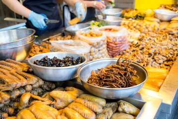 Braised meat food in soy sauce sell in street market