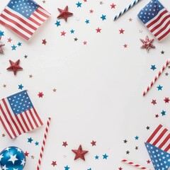 Fototapeta premium Simple white background with subtle Patriot Day decorations.