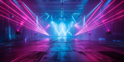 Powerful Laser Light Show Futuristic Disco Background
