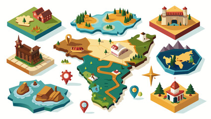 Set Of Maps Vector Illustration, Collection Of Maps

