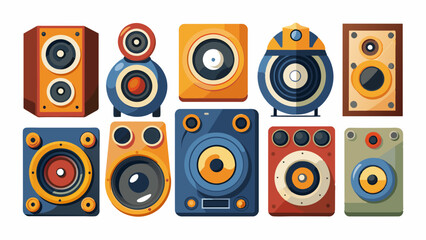 Set Of Speakers Vector Illustration, Collection Of Speakers 
