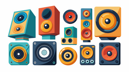Set Of Speakers Vector Illustration, Collection Of Speakers 
