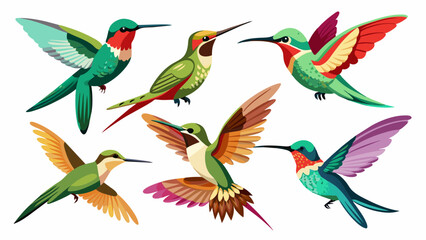 Obraz premium Set Of Birds Vector Illustration, Collection Of Birds 