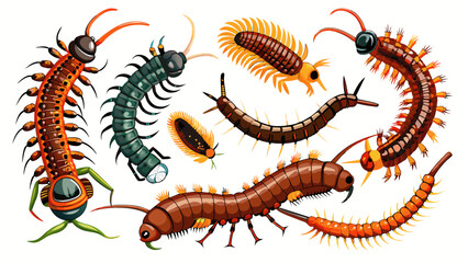 Obraz premium Set Of Caterpillars Vector Illustration, Collection Of Caterpillars 