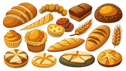 Set Of Bakery Items Vector Illustration, Collection Of Bakery Items 
