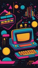 80s style background. 80s culture. abstract colorful background