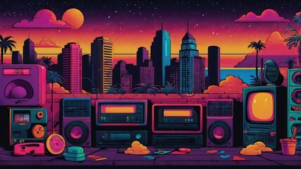 80s style background. 80s culture. abstract colorful background