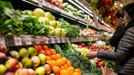 Obraz premium Fresh Produce Section: Create an image of the fresh produce section in a supermarket. 