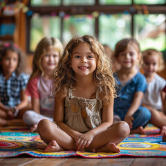 group of childs in classroom