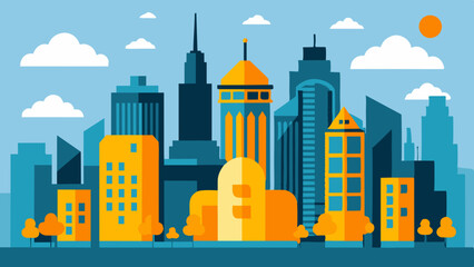Obraz premium A vector illustration capturing the essence of the City skyline, with prominent buildings.