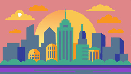 Fototapeta premium A vector illustration capturing the essence of the City skyline, with prominent buildings.