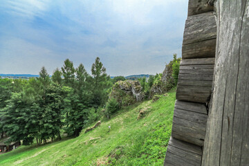 Medieval wooden defensive settlement in Borów