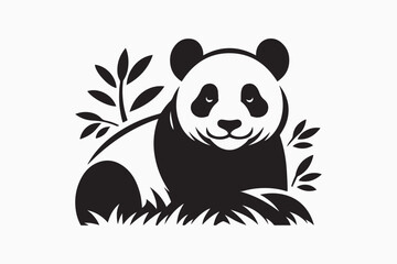 Panda  logo art silhouette vector illustration with a white background  