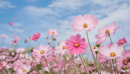 Fototapeta premium 青空とコスモスの花