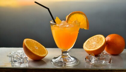 cocktail with orange juice and orange slice