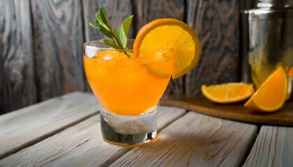 fresh orange juice, cocktail with orange juice and orange slice