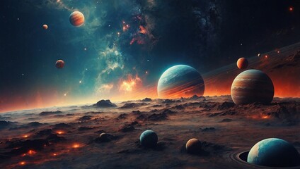 Abstract planets and space background