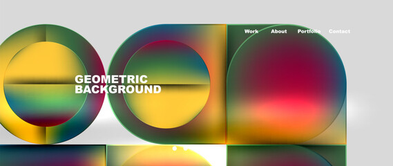 Geometric abstract glassmorphism with circles and squares. Vector Illustration For Wallpaper, Banner, Background, Card, Book Illustration, landing page