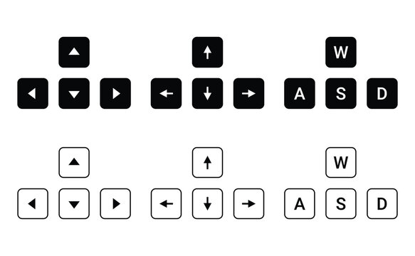 Up, down, right and left arrow icon. ASDW keyboard icon
