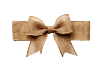Natural Burlap Ribbon On PNG Background