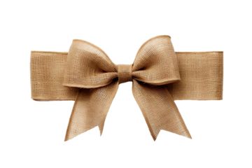 Natural Burlap Ribbon On PNG Background