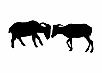 silhouette or illustration of goats fighting