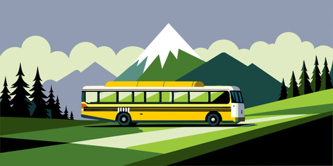 A bus in the background serves as a representation of transportation services. It signifies the crucial role buses play in enabling urban mobility