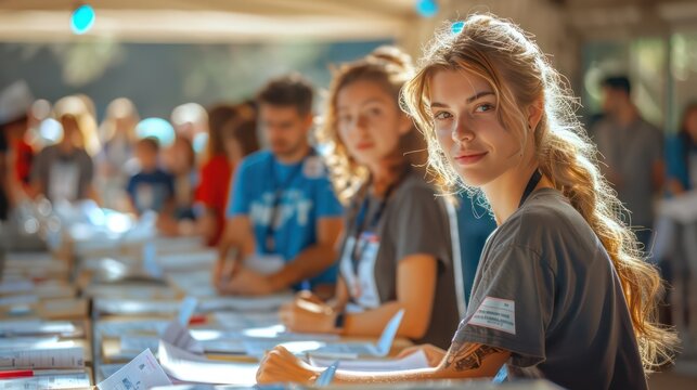 Volunteers helping with voter registration drives