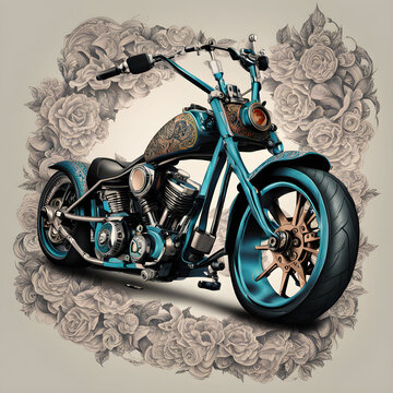 recommend clip art: Freestyle motorcycle motif design ai generated