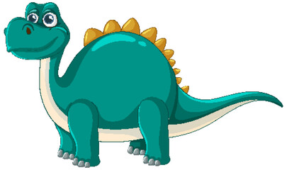Smiling green dinosaur with yellow spikes