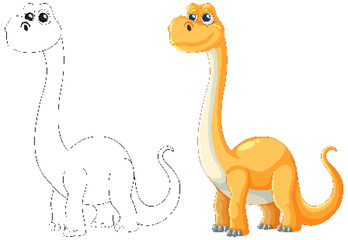 Colorful and outlined dinosaur vector illustration