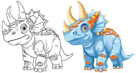 Colorful and outlined triceratops vector art © blueringmedia