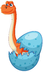 Cute dinosaur emerging from a blue egg