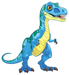 Blue and yellow dinosaur with green spots